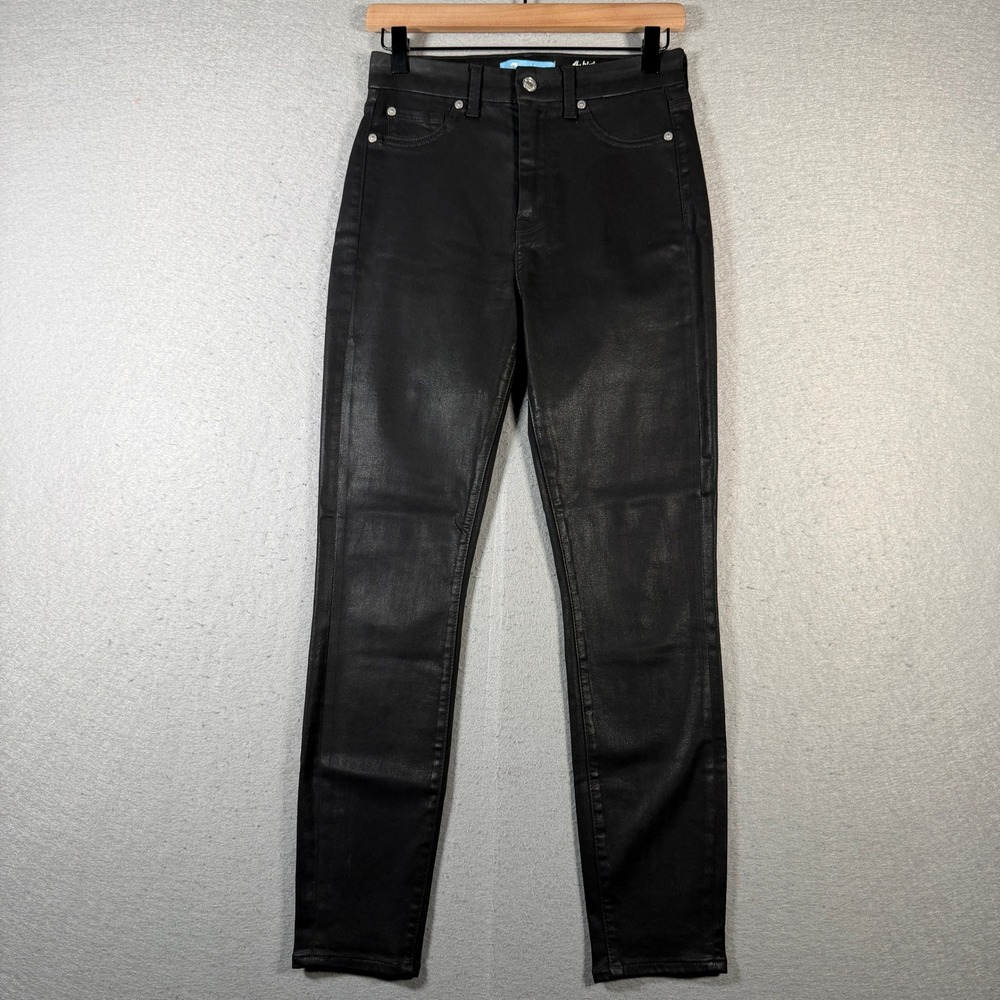 7 For All Mankind The High Waist‎ Ankle Skinny Jeans Black Womens Size 27